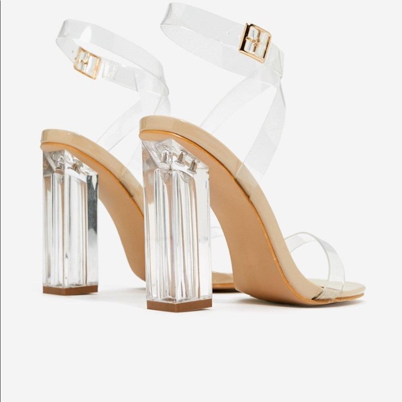 Super Cute Women’s Cristal Heels Shoes Transparent Strappy - Picture 5 of 6